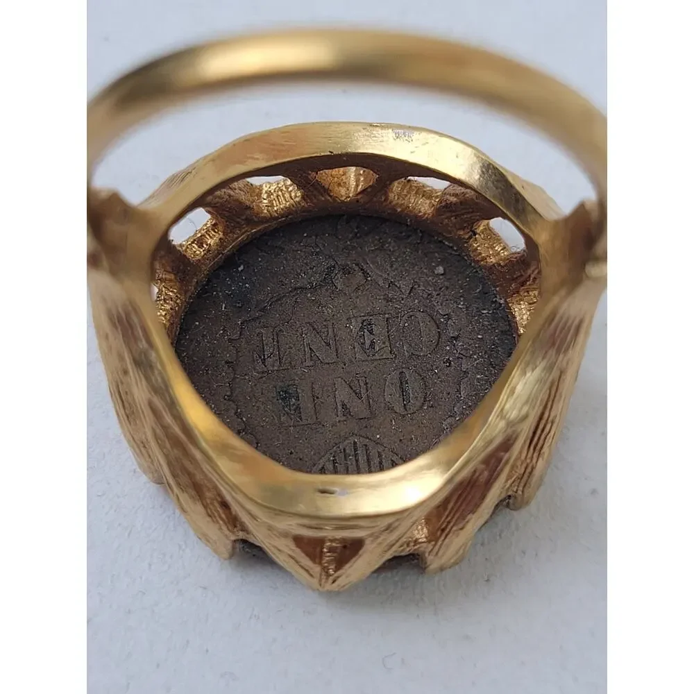 Vintage 1907 Penny Ring 18K GE Gold Electroplated Band | Sz 8.75 - Picture 4 of 7
